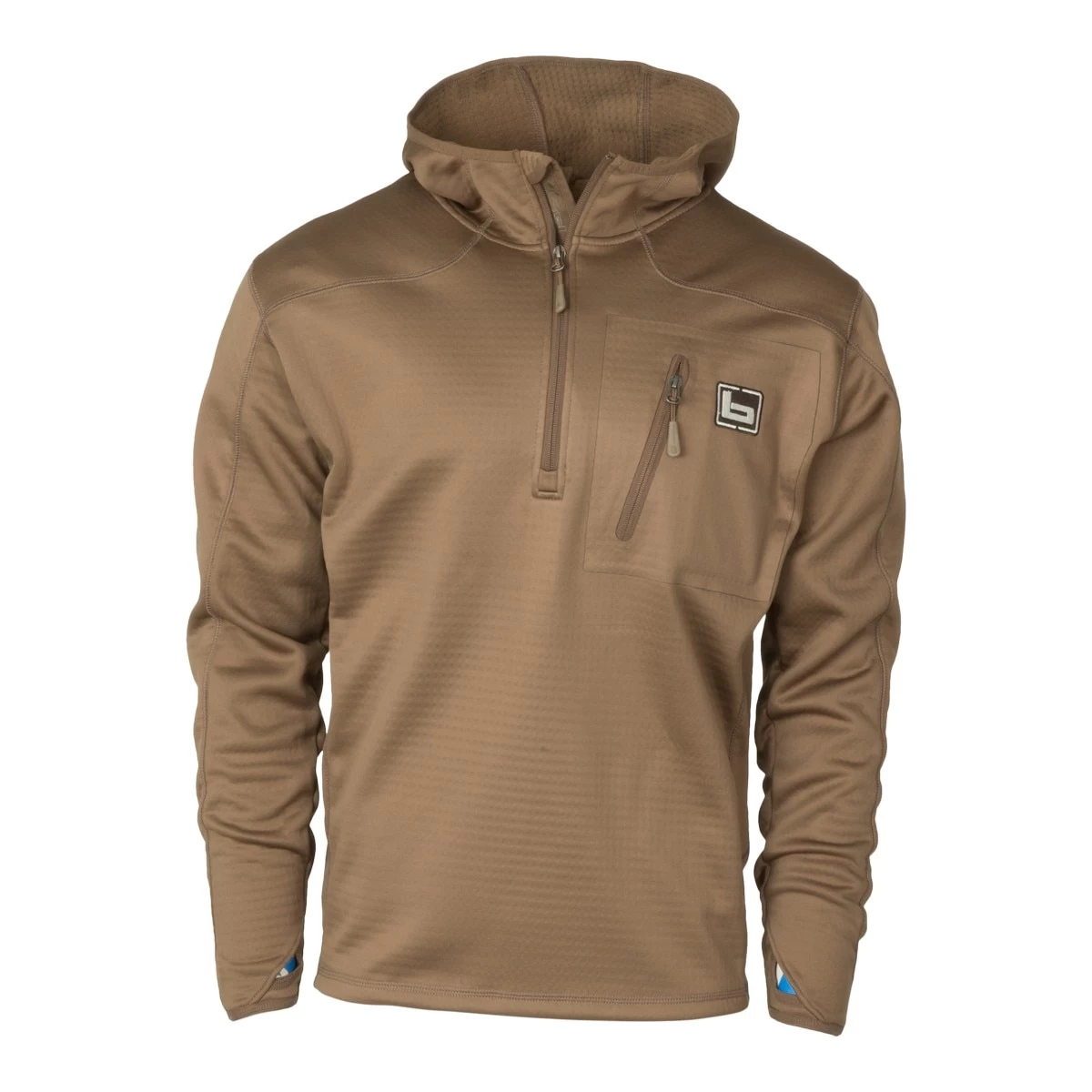 Banded Hooded Mid Layer 1/4 Zip Fleece Pullover