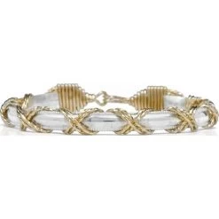 Ronaldo Dome Bar X Pattern Silver And Gold Bracelet