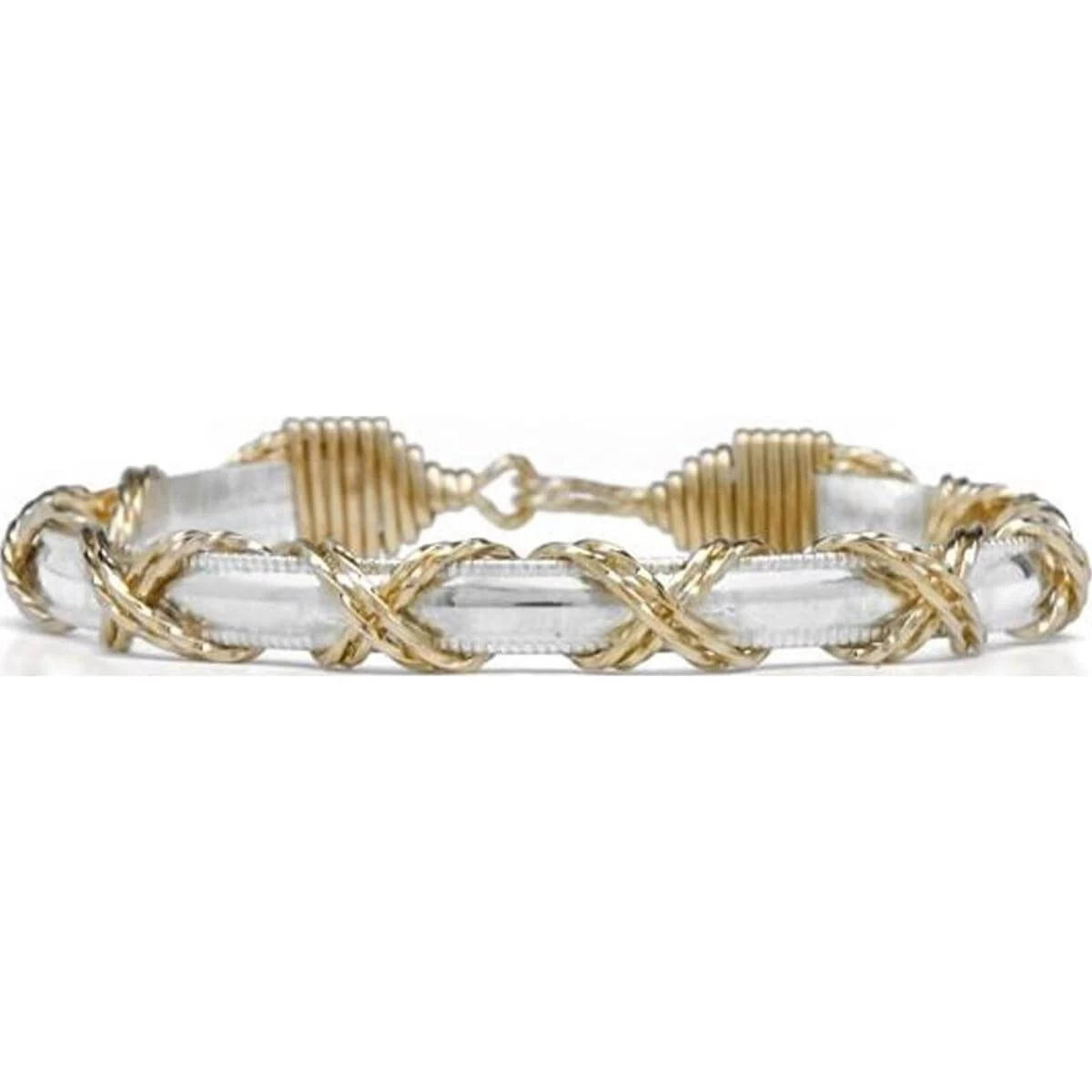 Ronaldo Dome Bar X Pattern Silver And Gold Bracelet