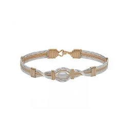Ronaldo Hold Me Wide Bracelet - Silver & Gold With Pearl