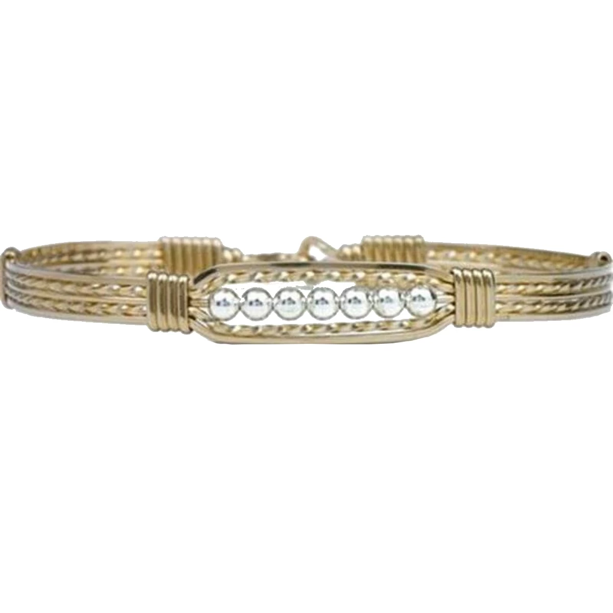 Ronaldo Wide Silver And Gold Prayer Bracelet