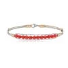 Ronaldo Courage Silver & Gold Bracelet W/Red Crystals