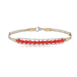 Ronaldo Courage Silver & Gold Bracelet W/Red Crystals